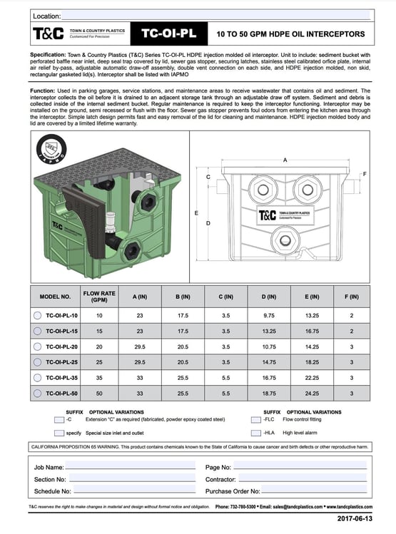 750 gpm PL Oil Interceptors